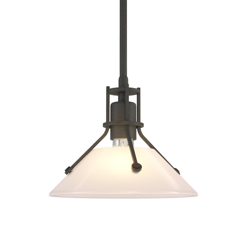 Henry 1 - Light Single Cone Pendant, Frosted Glass, Natural Iron
