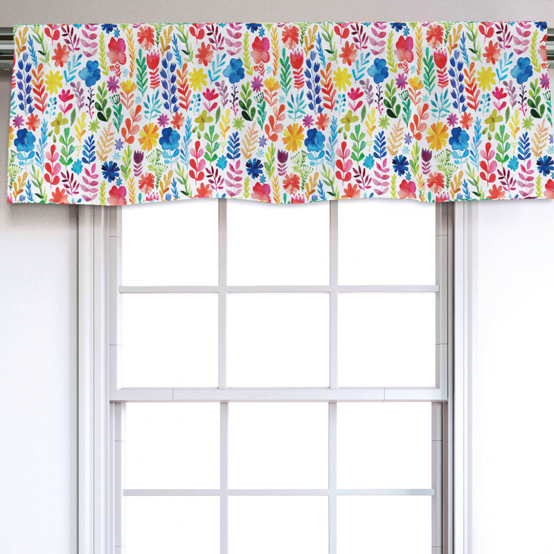 Multicolor Floral Satin 54'' Window Valance with Rod Pocket