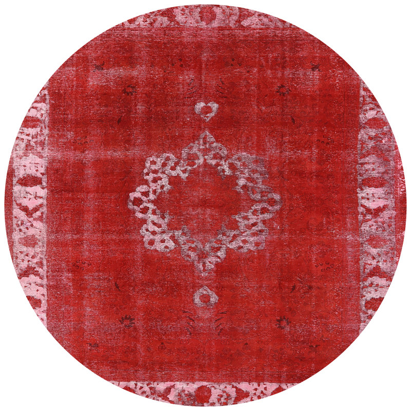 Tapis de style oriental rouge, Rond 8 pi