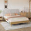 Double Bed Frame With Upholstered Linen Fabric Adjustable Headboard, Strong Wood Slats Supports, No Box Spring Needed, Easy to Assembly