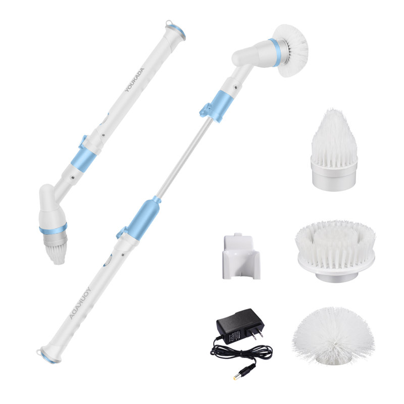 Brosse de nettoyage électrique à poignée réglable rotative, Bleu