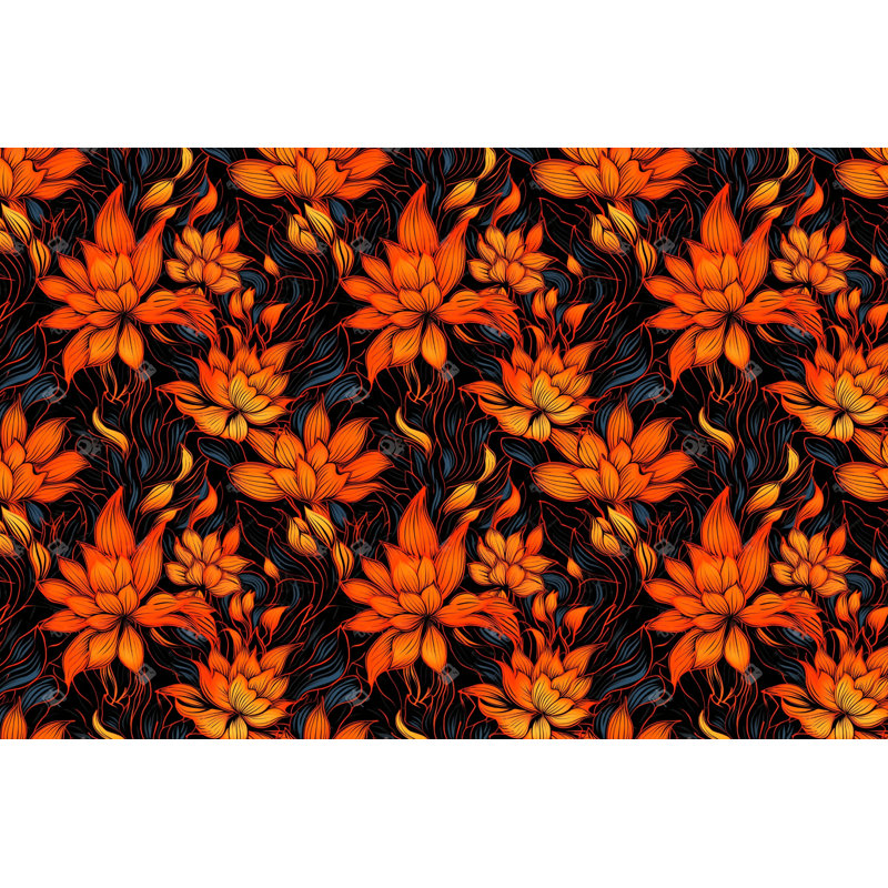 Machine Printed Duvet Cover, Queen Duvet Cover, Black/Orange