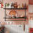 Floating Shelf With Towel Bar And Hooks - Industrial Wall-Mounted Storage Shelf For Kitchen, Bathroom, Living Room - Sturdy Wrought Iron And Particle Board Design-443813518