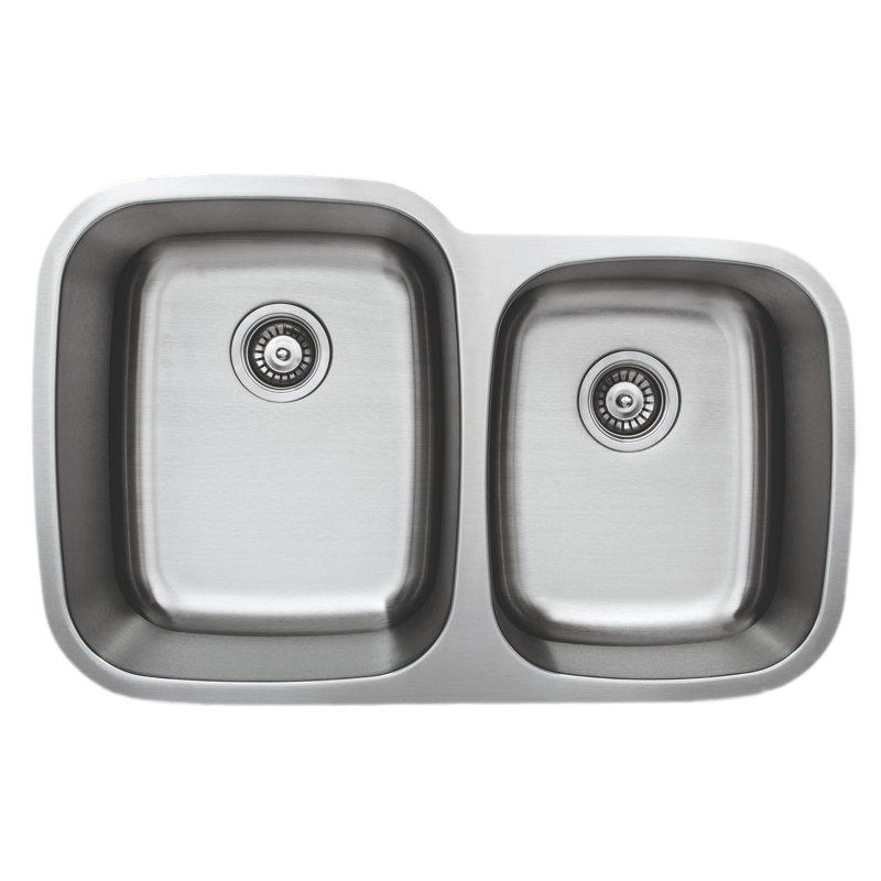 Craftsmen Series 32.13 " L Undermount Double Bowl Stainless Steel Kitchen Sink