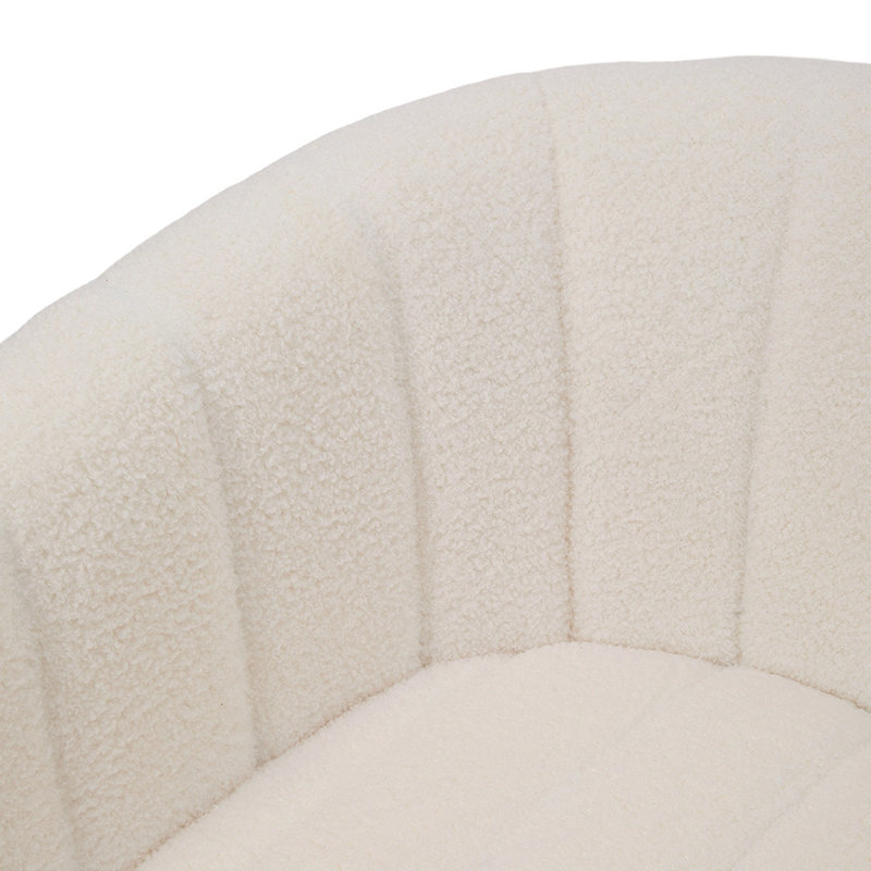 Upholstered Swivel Barrel Chair, White Teddy