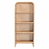 Bali & Pari Chusi Natural Rattan Decorative Shelf - Handwoven Cane Display Unit With Arched Top, Boho Coastal Storage Rack For Living Room Or Bedroom