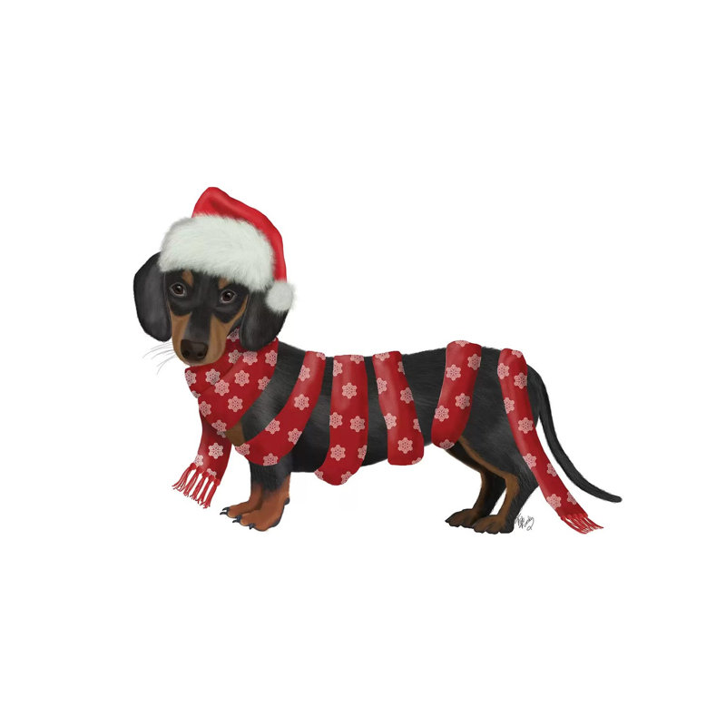Christmas Des - Dachshund Snowflake Scarf by Fab Funky - Wrapped Canvas Print, 20.32 cm H x 30.48 cm W