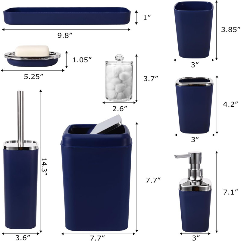 Navy Blue Bathroom Accessories Set