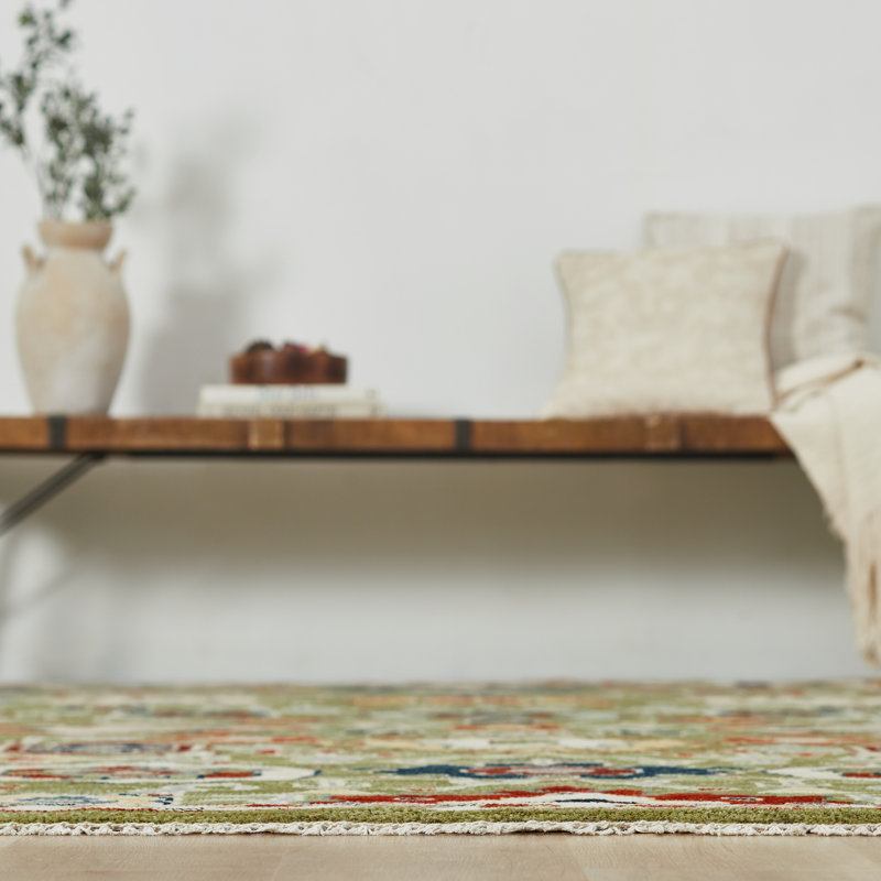Sovereign Chartreuse Multi Floral Hand Knotted Wool Area Rug, Rectangle 8' x 10'