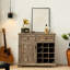 Armoire à boissons alcoolisées avec 2 tiroirs, rangement amovible pour vin, rangement gris, armoire à café rustique