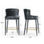 Tabouret de comptoir 26,5 po sculpté en chenille avec accoudoirs encastrés et repose-pieds dorés-883282461