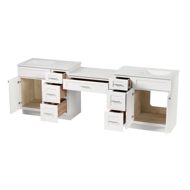 Meuble-lavabo double 103 po avec comptoir, Blanc