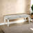 Boucle Upholstered Bench With Acrylic Legs In Light Gray