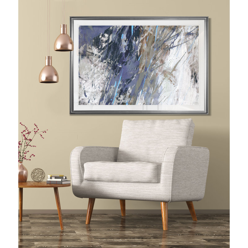 « blue noise i », reproduction d’impression, H 20 po x l 24 po x P 1,5 po, Cadre argenté