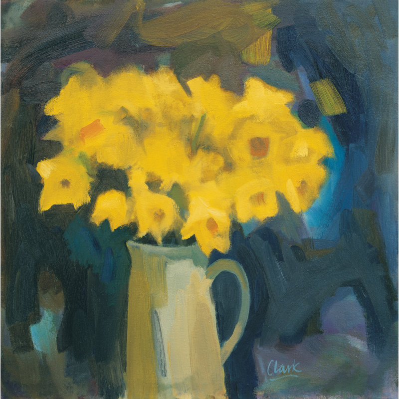 Narcissi And Jug by Michael Clark - Wrapped Canvas Painting, 76cm H x 76cm W