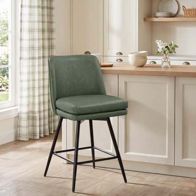 Upholstered Swivel Counter Height Bar Stools with Back for Kitchen Island