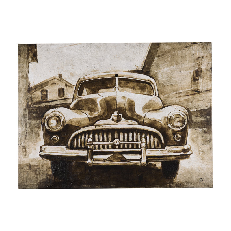 Photo rétro de voiture III sur toile texturée embellie à la main, H 36 po x l 48 po x P 1,5 po