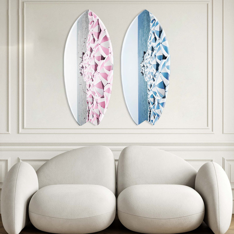 Umbrella Beach Skimboard Set of 2 Acrylic by Oliver Gal