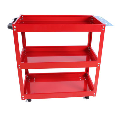 Tool Cart on Wheels, 3 Tier Rolling Mechanic Tool Cart, Heavy Duty Steel Utility Cart w/Lockable Wheels, 450 LBS Capacity Industrial Service Cart for Garage, Warehouse, Workshop (blue)