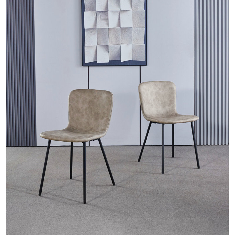 Mose Upholstered Dining Chair Set, Black, 2