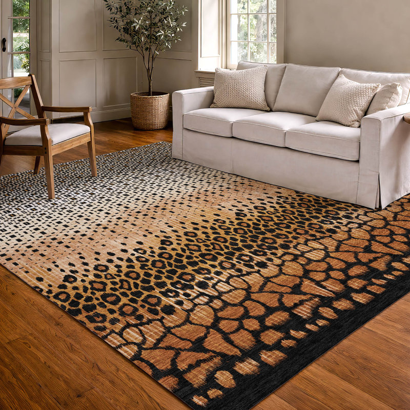 Tapis moderne lavable à la machine intérieur / extérieur ACN2801, Terre cuite, 3 pi x 5 pi