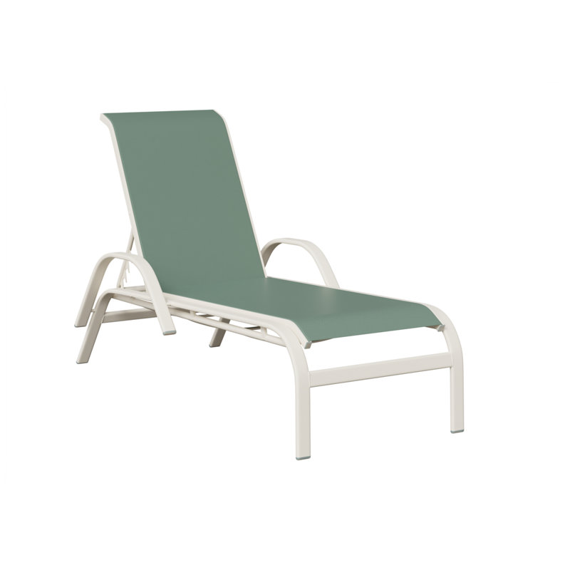 Chaise longue en aluminium mat Berlin, Vert, Blanc mat