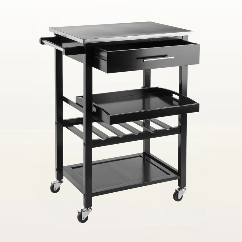 Chariot de cuisine en bois avec tablette et tiroir Degraw H 33,78 po x l 25,2 po x P 16,38 po Degraw