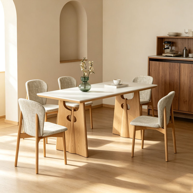 Table en bois massif et pierre frittée, H 29,5 po x l 70,9 po x P 35,4 po