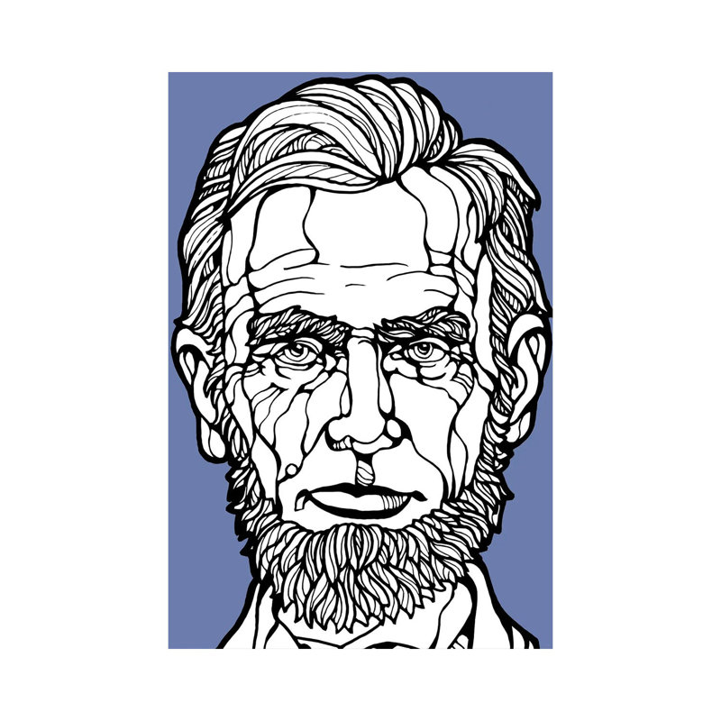 Abraham Lincoln Illustration par - Toile tendue, H 12 po x l 8 po x P 0,75 po