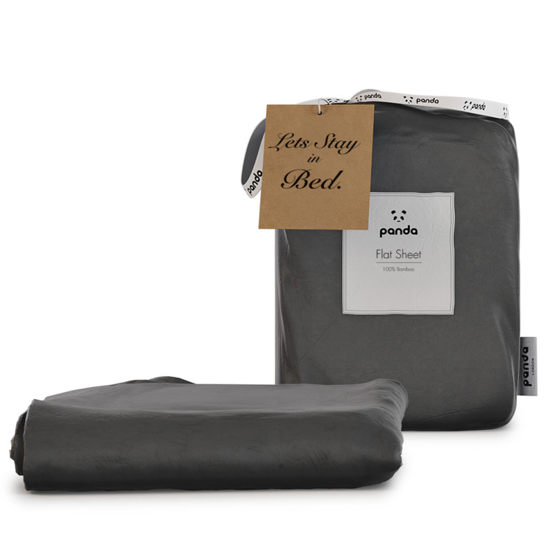 Panda 100% Bamboo Flat Sheet - Hypoallergenic and Breathable, Single (3'), Urban Grey