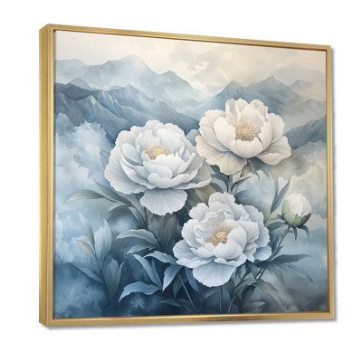 Givinda, pivoines dans les montagnes brumeuses I - pivoines, art mural