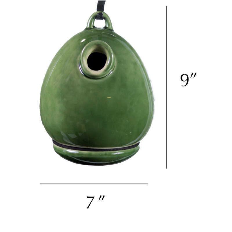Pisco Egg 7 in x 7 in x 9 in Birdhouse, Green
