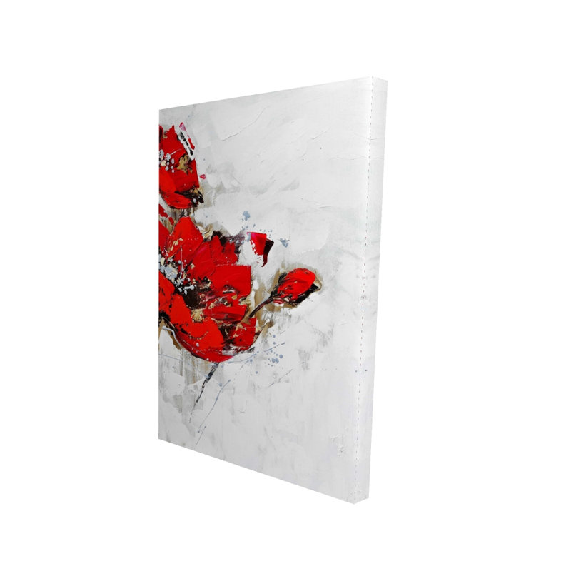 Toile abstraite à fleurs rouges | Décoration florale contemporaine