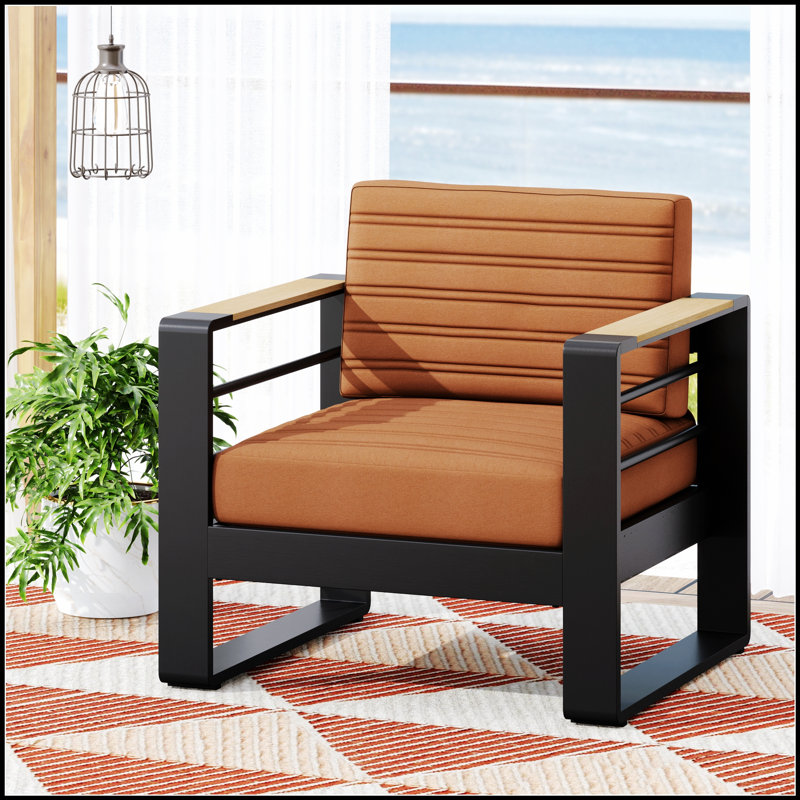 Fauteuil club Giovanna - siège d'extérieur léger et résistant à la rouille pour un confort et une durabilité maximaux, Orange