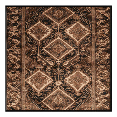 Machine Washable Art Deco Brown Area Rug