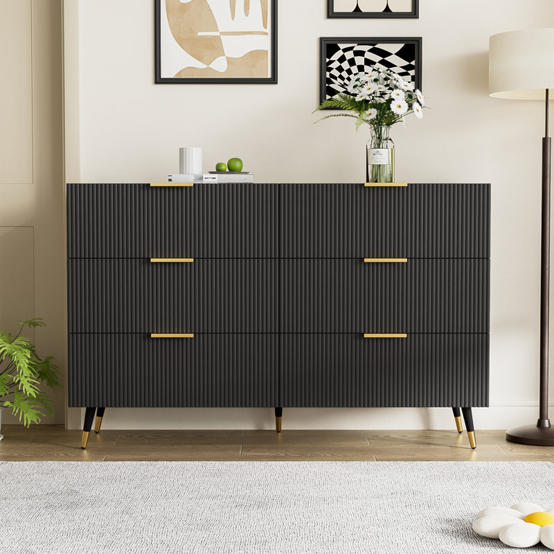 Chest Od Drawers Sideboard With 6 Drawers, Black