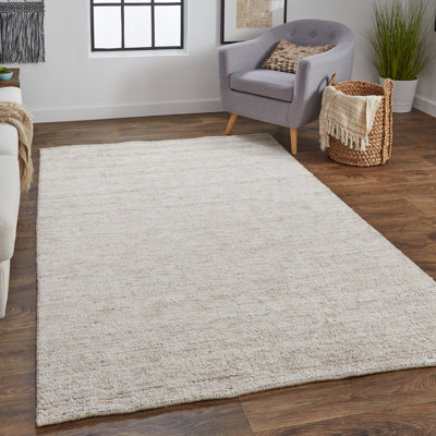 Tapis de zone beige en coton/laine noué la à la main Daouda