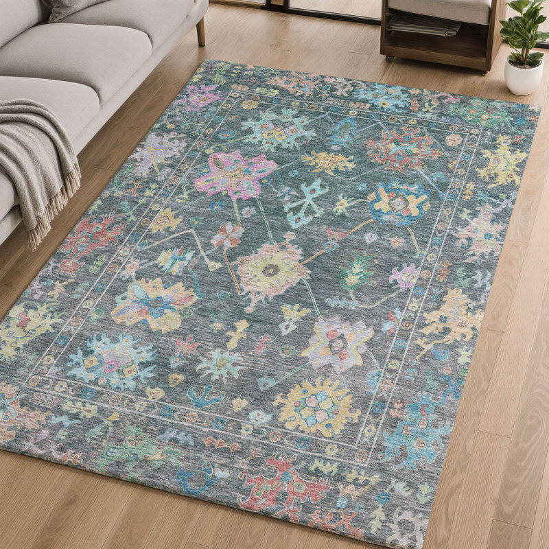 Tapis lavable à la machine de qualité supérieure Mayfield AMF2234, Bleu sarcelle, 5 pi x 7 pi 6 po