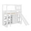 Lit mezzanine simple avec garde-robe, tablettes de rangement, glissoire et DEL