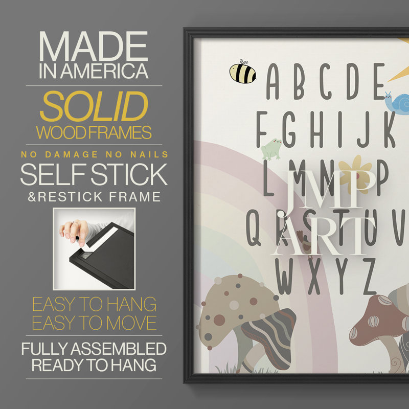 «Garden Magic Alphabet», reproduction encadrée - bois massif, H 11 po x l 9 po, Noir