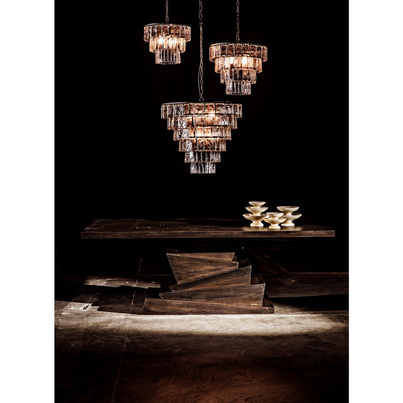 Carnegie Sleek Black Metal 8-Light Tiered Chandelier
