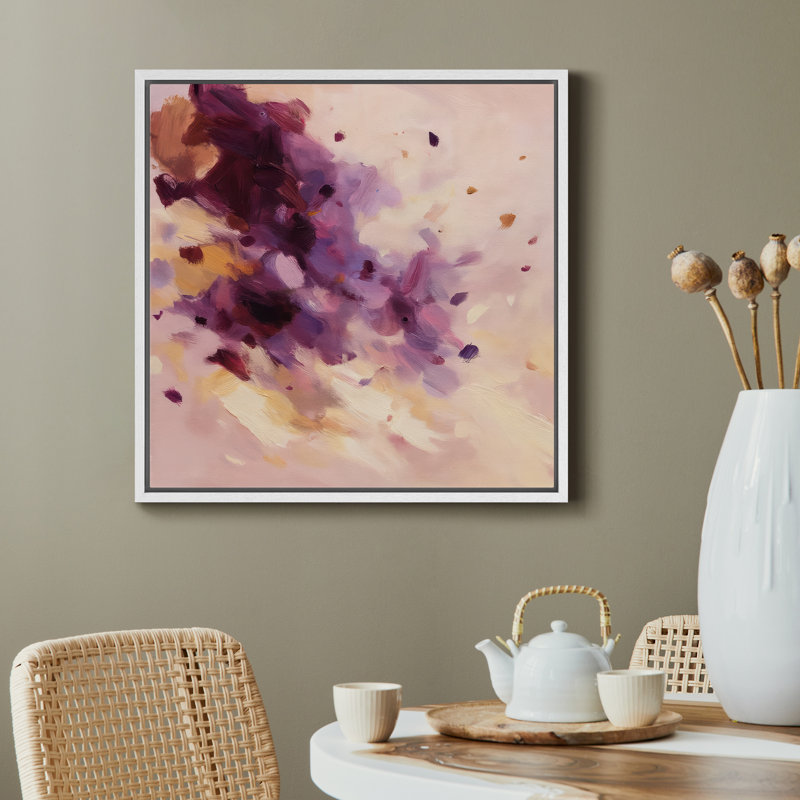 Framed Canvas Wall Art Abstract Print for Living Room Decor, 16.8" H x 16.8" W, Framed Print without Mat, White