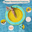 8 Ft Round Inflatable Floating Dock Hammock With Carrying Bag & Detachable Ladder, Yellow And Bright Mint Green