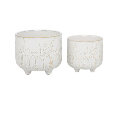Set Of 2 6" &4.75" Dandelion Footed Ceramic