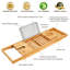  Plateau de plateau de bain Plateau de salle de bain en bambou fabriqué Tablette de lecture extensible Support de tablette Tablette Porte-verres à vin Tablette Bureau