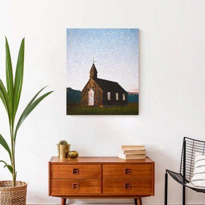 Barn in Field - Reproduction de photo sur toile non encadrée