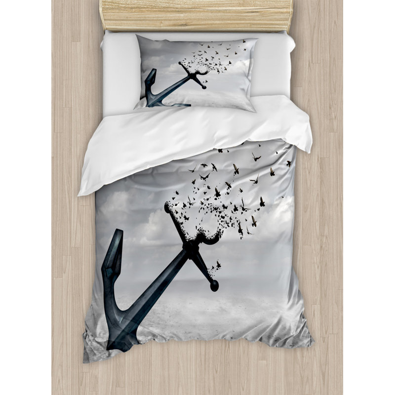 Mae Grey/Black Microfibre 350 TC Duvet Cover Set, Single Duvet Cover + 1 Standard Pillowcase