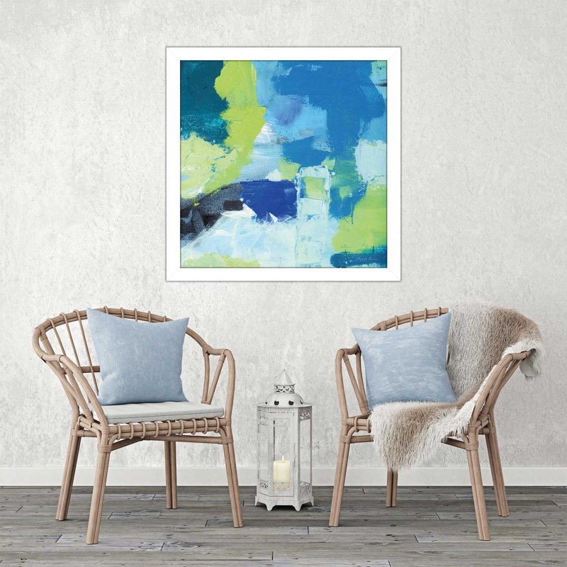 " Mountain Reflection II ", 21.5" H x 21.5" W x 0.75" D, White Framed