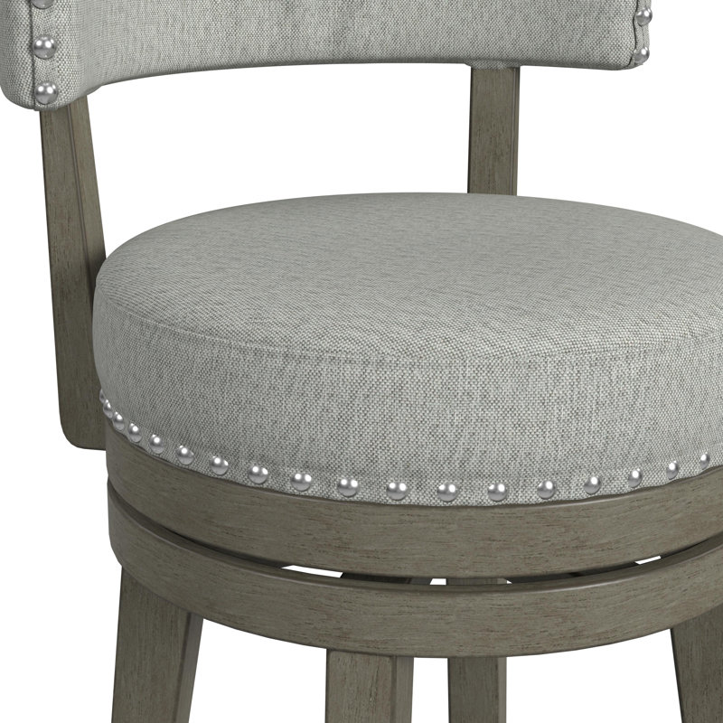 Tabouret pivotant en bois Wendover, Tabouret de comptoir (siège d'une hauteur de 27 p, Grey Polyester