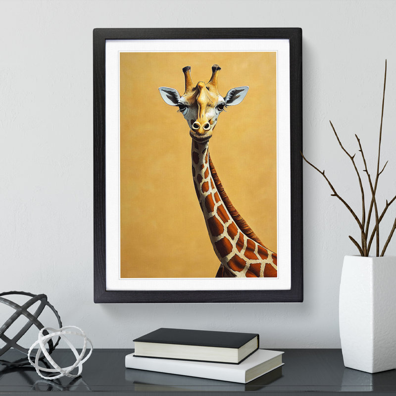 Cute Giraffe - Single Picture Frame Print, Black, 46cm H x 34cm W x 2cm D